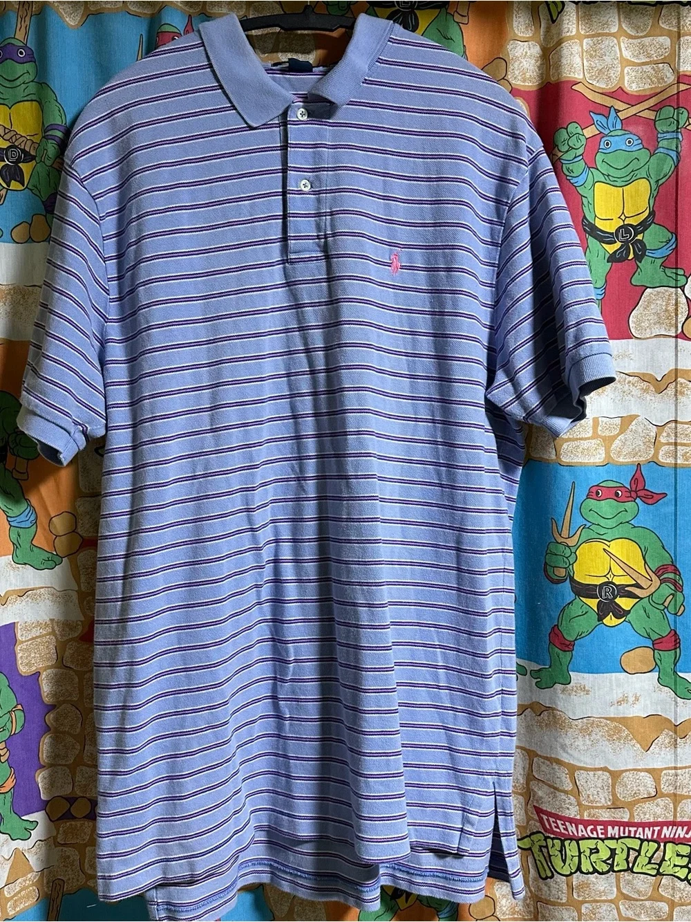 Ralph Lauren Lavender Polo with Blue & Pink Stripes